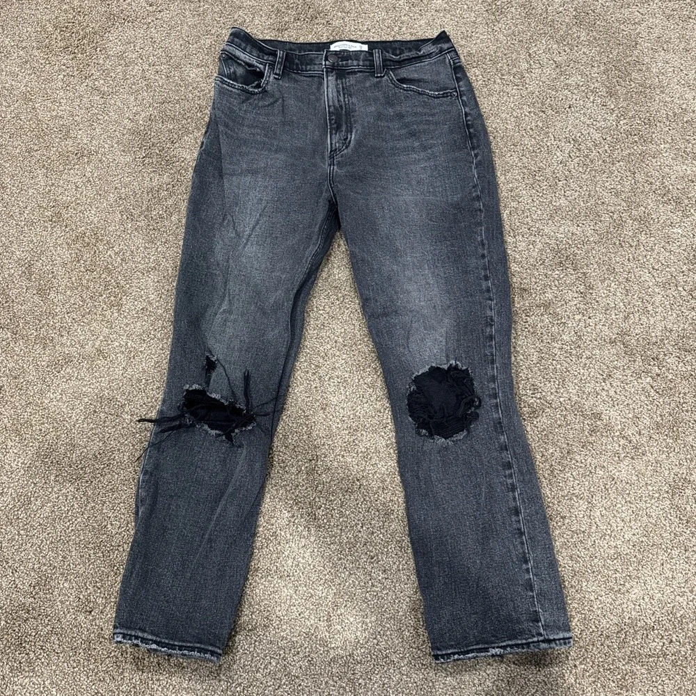 Abercrombie & Fitch Ankle Straight Ultra High Rise Curve Love 8 29 S Short Black